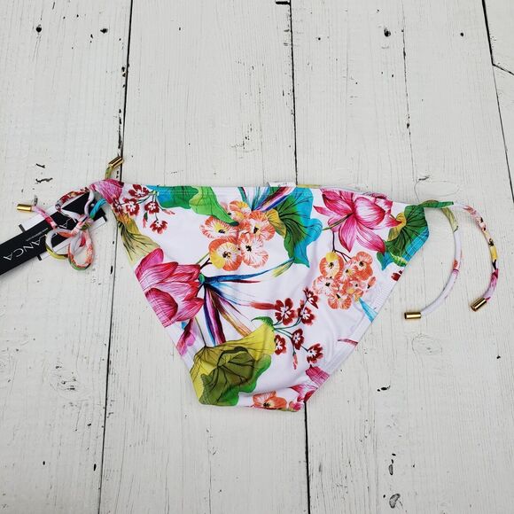 La Blanc Women's Tropical Floral Hipster Full Coverage Tie Bikini Bottoms Sz 6 - Picture 4 of 4